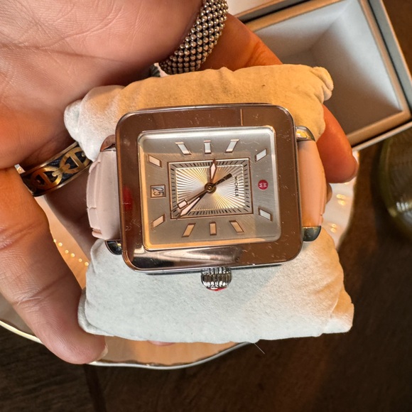 Michele Silver Dial with soft pink leather Strap Watch - Picture 3 of 9